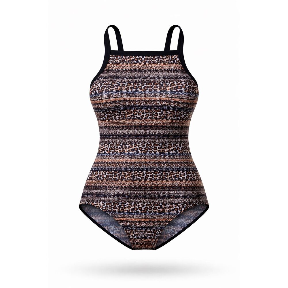 Miraclesuit Animal Print One Piece Swimsuit Tummy Control High Neck Slimming Siz